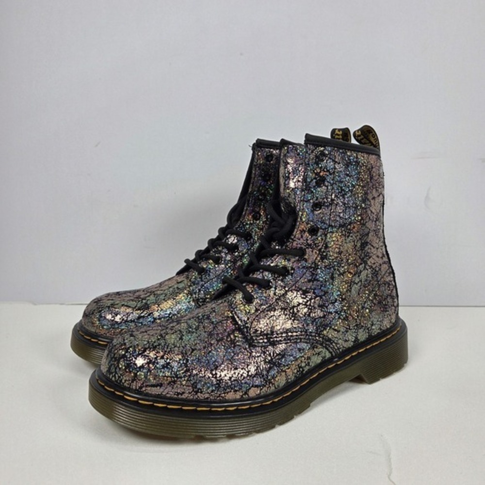 Dr. Martens Boots Disco Crinkle Black 1460 Y Combat Zip  US Size 6 Girls 5 Boys - Picture 3 of 16